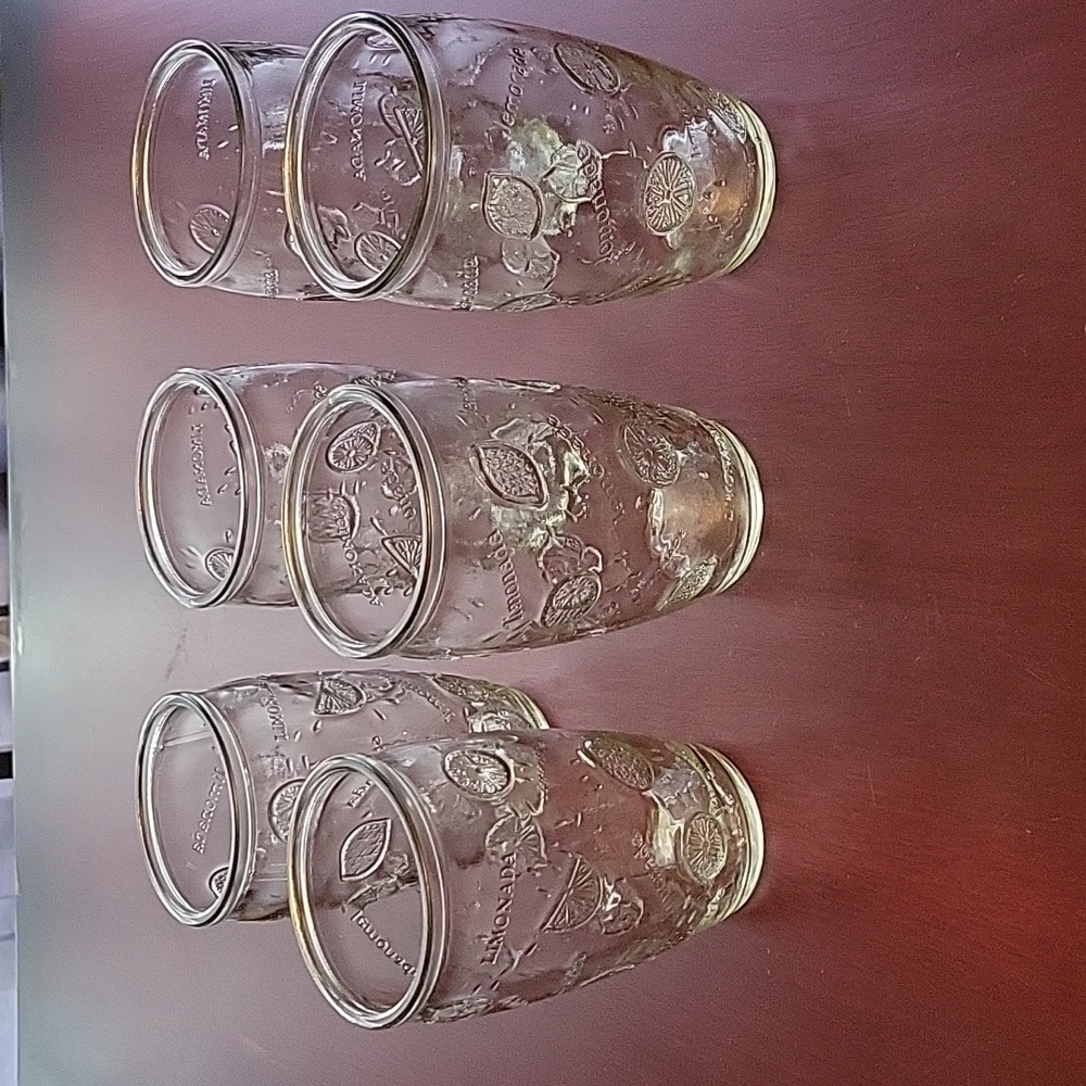 Clear Lemon Glasses Set of 6 Used
